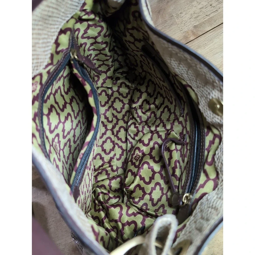 orYANY Tan Leather Snakesking Embossed Zipper Pockets Hobo Shoulder Bag -LN‎